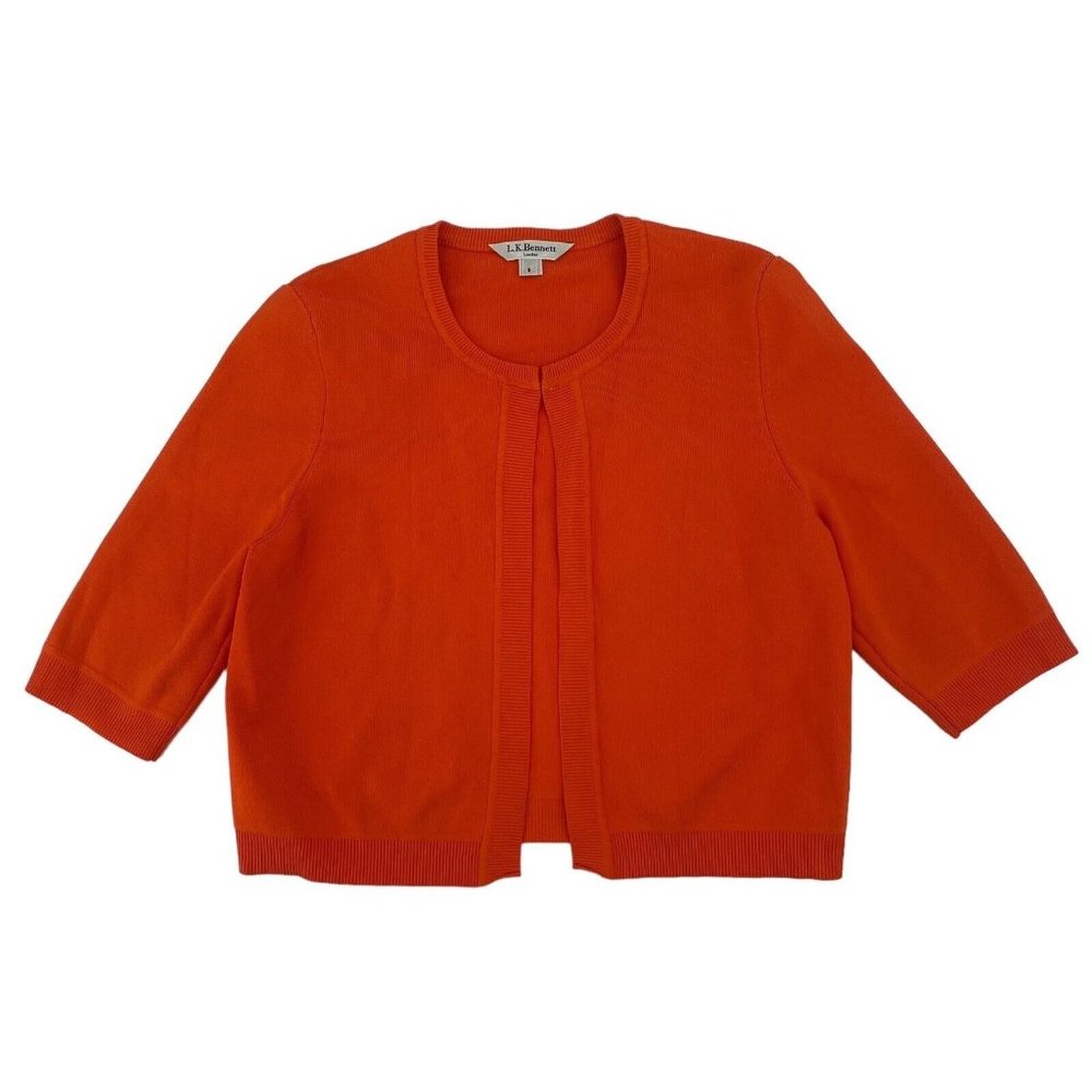 LK Bennett Orange Cropped Cardigan Sweater